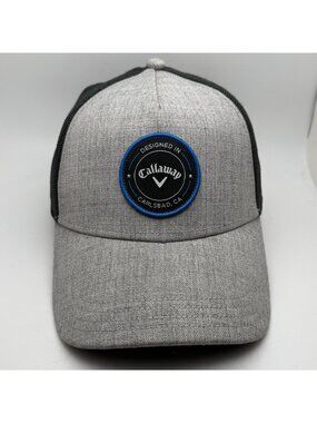 Callaway Golf Trucker Hat Cap Gray Heather Black Mesh Snapback Adjustable